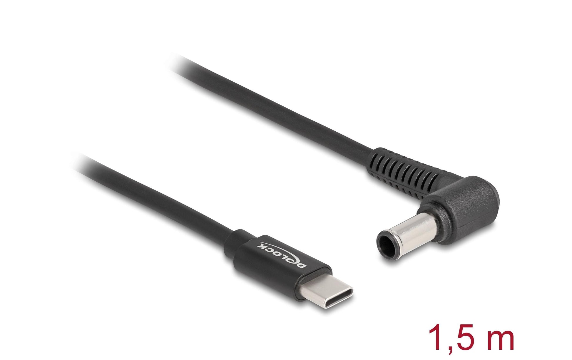 DeLOCK USB-Kabel USB-C auf 6,0×4,3 mm – 1,5 m – Abgewinkelt – Schwarz