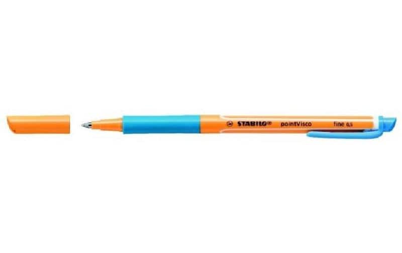 STABILO pointVisco 1099 – Tintenroller, 0,5 mm, Hellblau, mit Kappe, Kunststoff, Orange