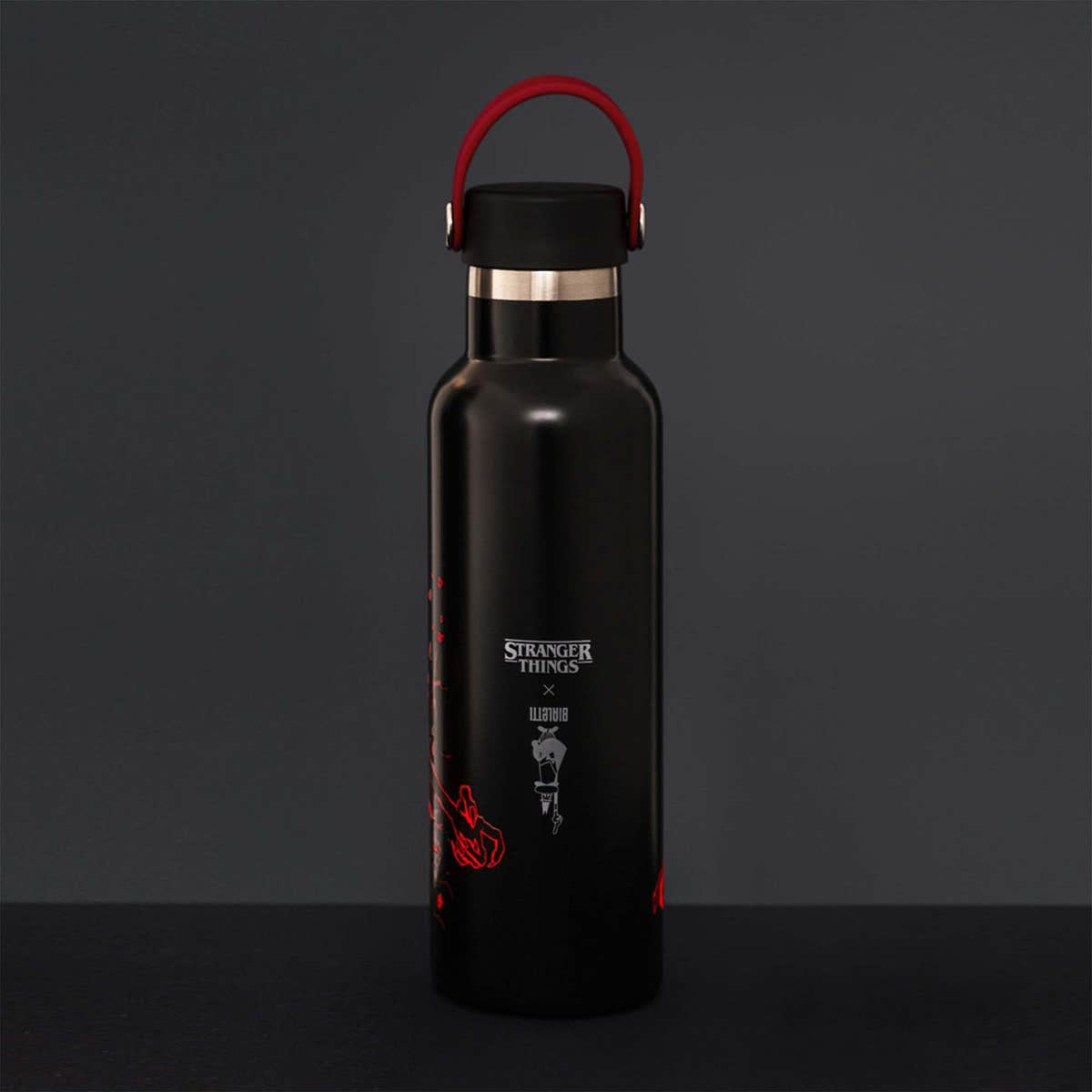Bialetti Stranger Things Isolierflasche 600 ml – Doppelwandig, Edelstahl, Schraubdeckel, Rot
