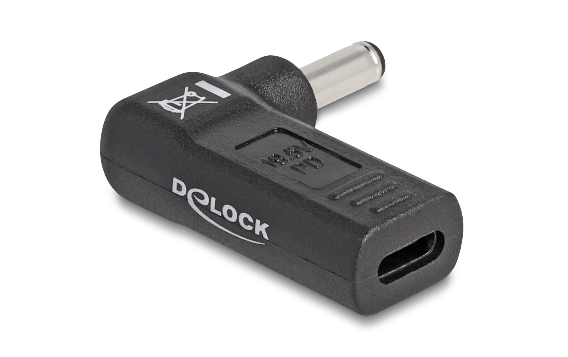 DeLOCK USB-C zu Dell 4,5 × 3,0 mm Adapter – 19,5 V, 3 A, 90° gewinkelt – für Dell-Laptops