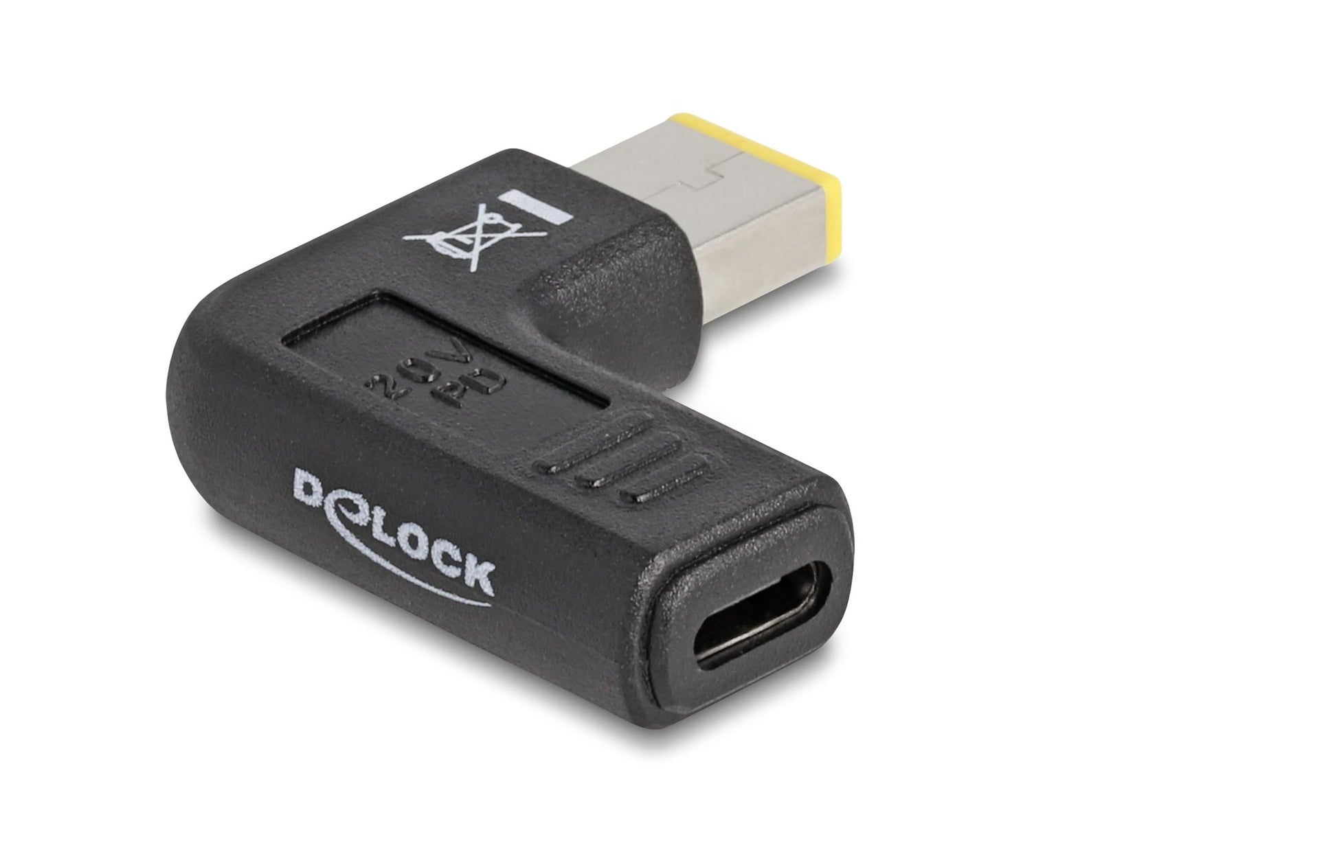 DeLOCK USB-C zu Lenovo 11,0 × 4,5 mm Adapter – 20 V, 3 A, gewinkelt 90°, Schwarz, für Laptop