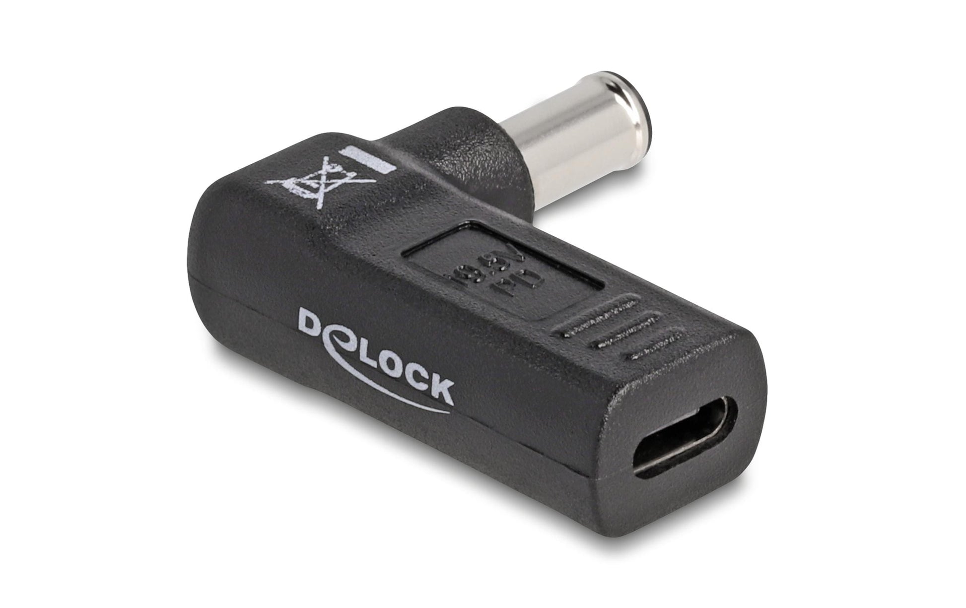 DeLOCK USB-C zu Sony 6,0 × 4,3 mm Adapter – 19,5 V / 3 A, USB-C Buchse, 90° gewinkelt – Schwarz – für Laptop