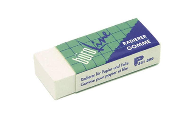 Buroline Radiergummi – für Papier & Folie, weicher Kunststoff, 32 × 15 × 10 mm, weiss, 40 Stk.
