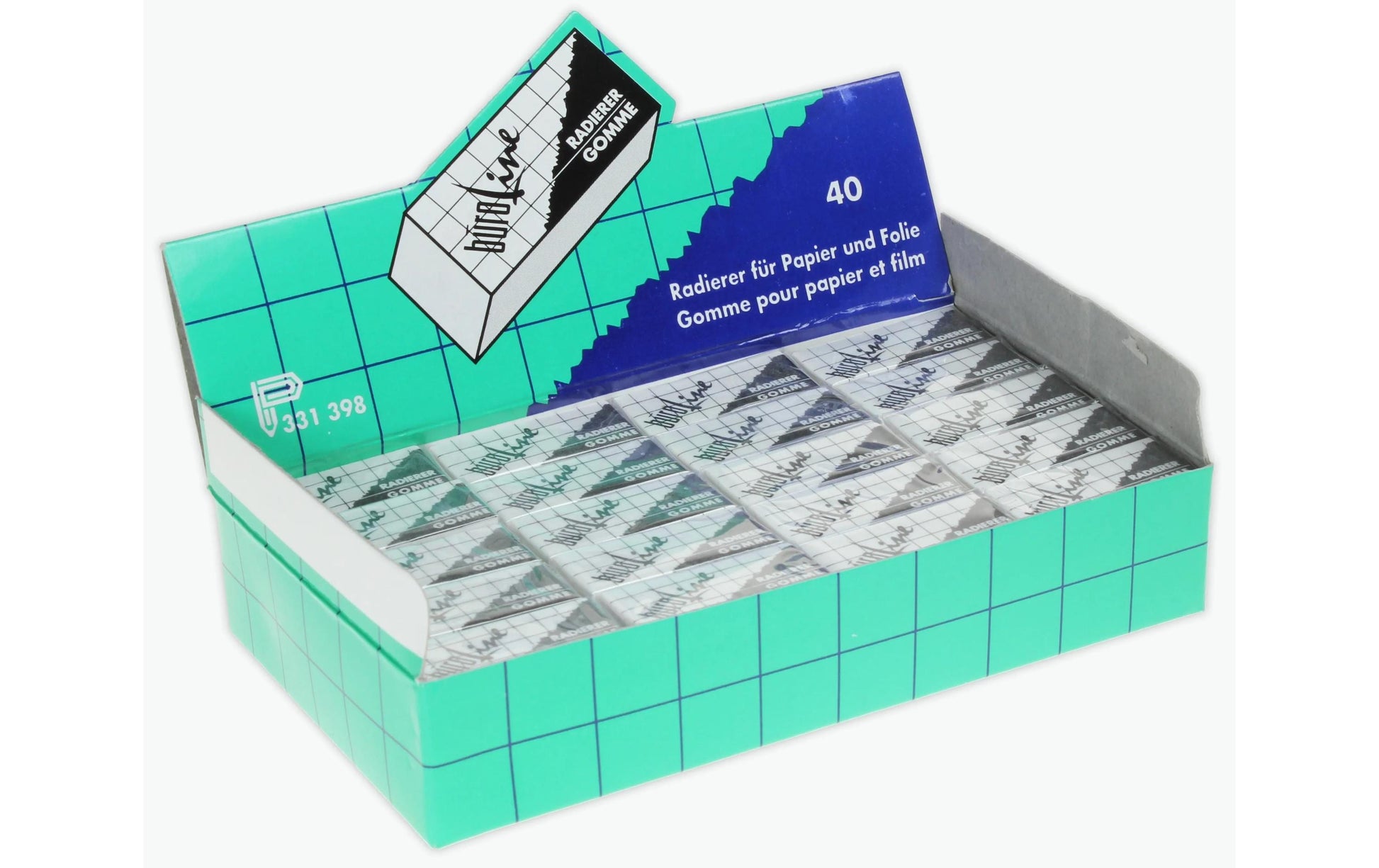 Buroline Radiergummi – für Papier & Folie, weicher Kunststoff, 32 × 15 × 10 mm, weiss, 40 Stk.