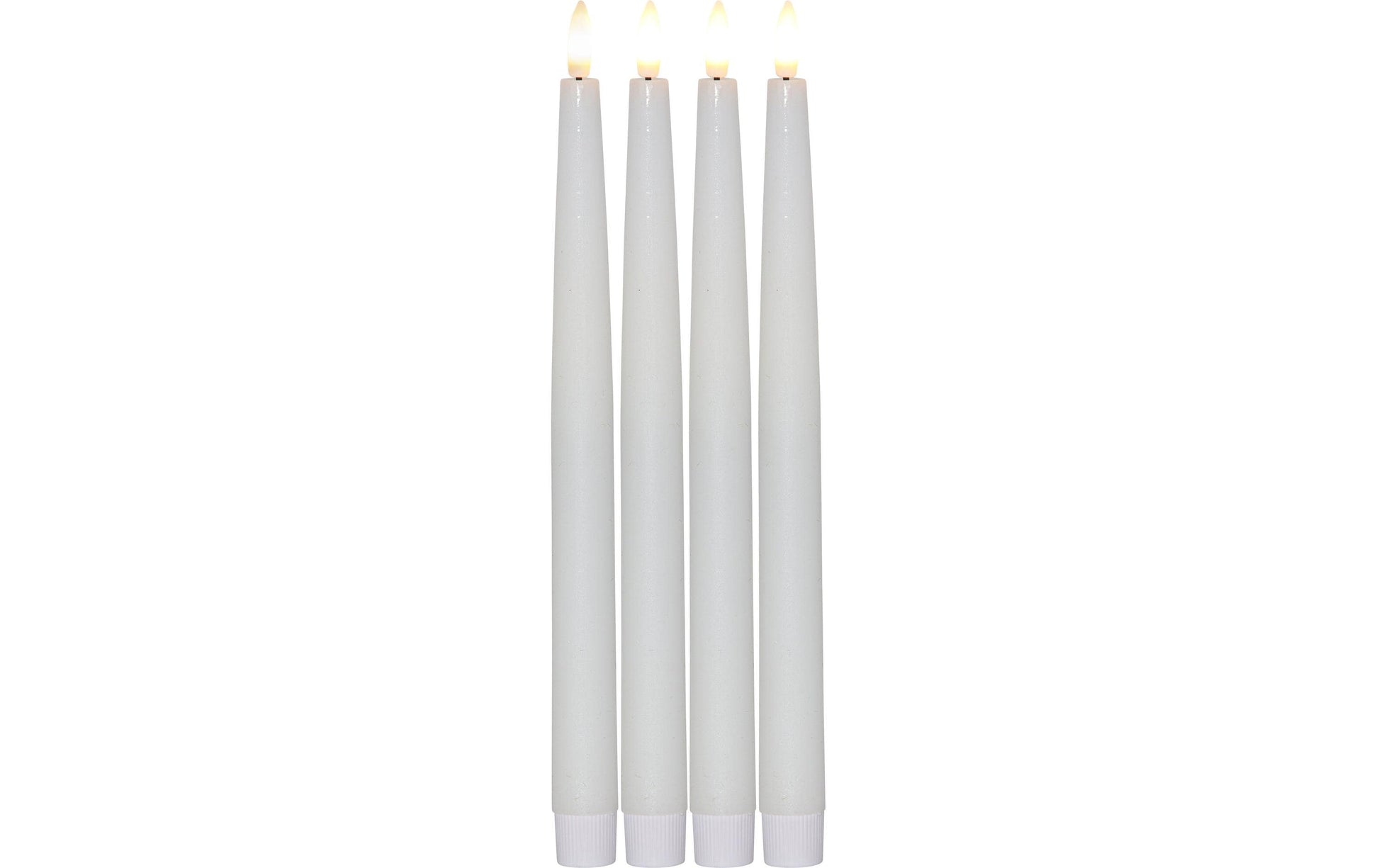 Star Trading LED-Dinnerkerze Flamme – 4er Pack, 28,6 cm, Warmweiss, Timer, Fernbedienung, Weiss