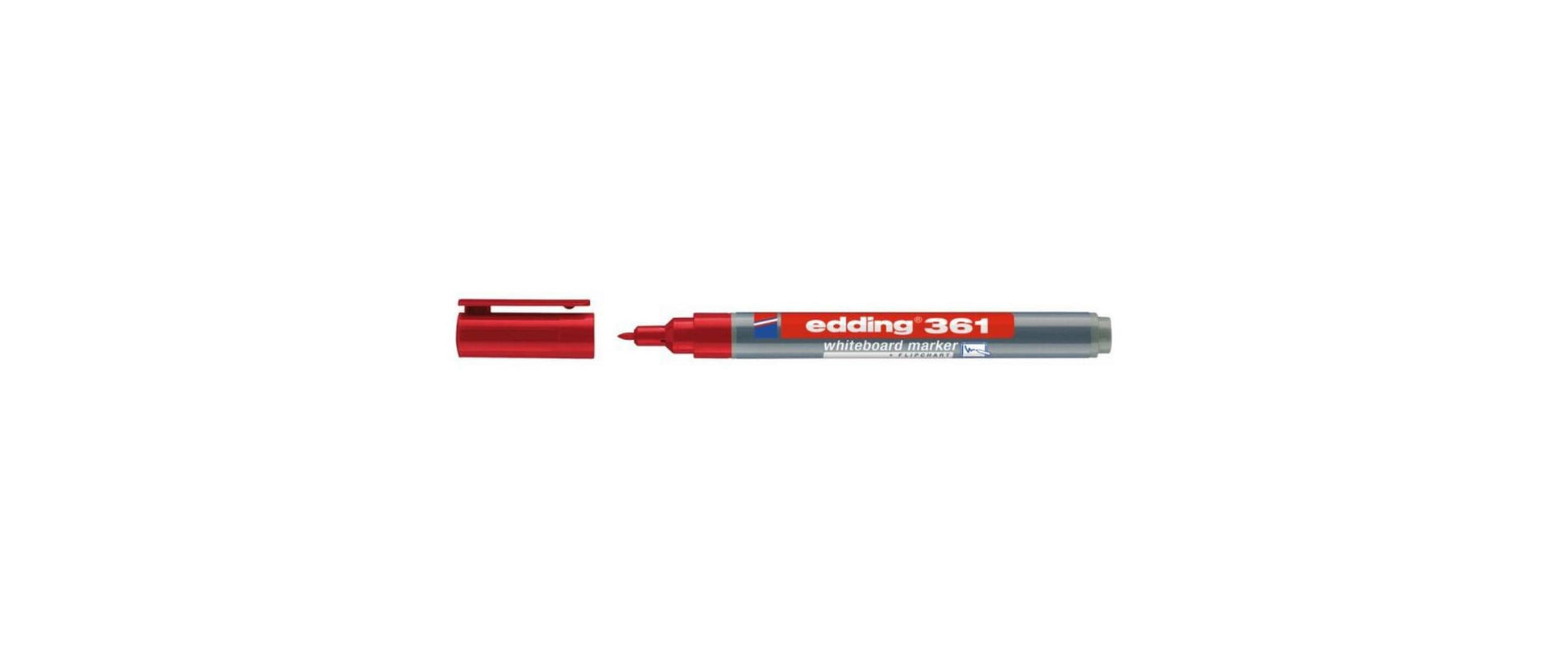 Edding Whiteboard-Marker 361 – Rundspitze 1 mm – Rot – Trocken abwischbar
