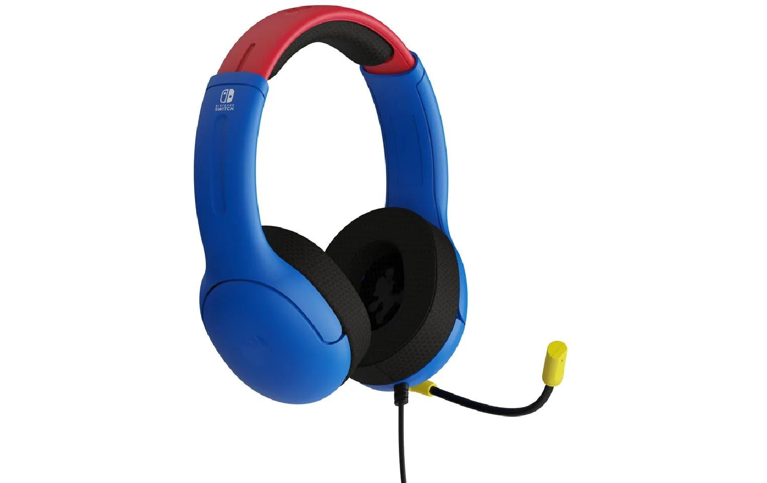 PDP Airlite Headset Mario NSW Wired – On-Ear Gaming-Headset – 3,5 mm – Rot/Blau