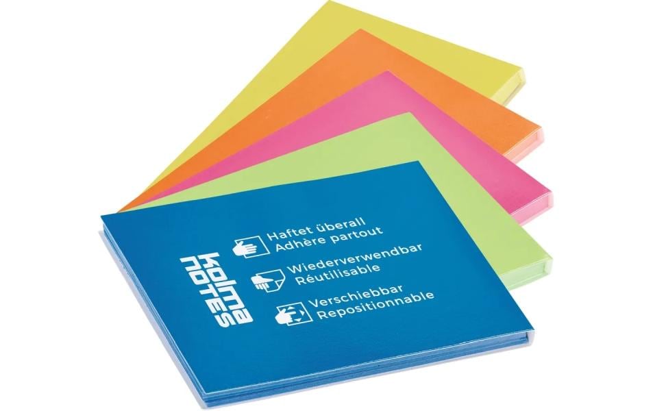 Kolma Haftnotizen – 105×148 mm – sortiert, 10×100 Blatt, elektrostatisch, Kunststoff, recyclingfähig