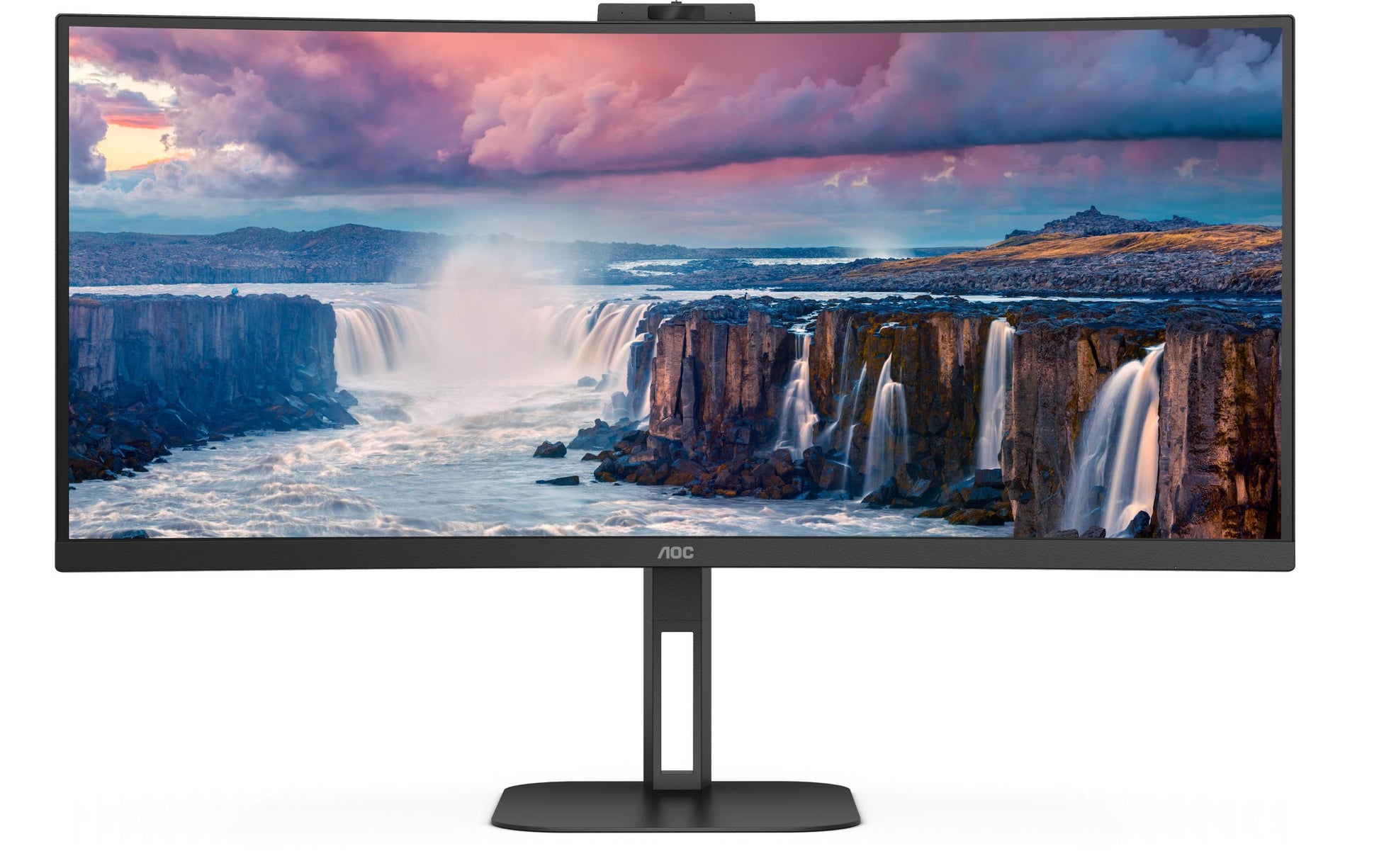 AOC CU34V5CW/BK – Monitor, 34", VA, 100 Hz, 300 cd/m², Webcam, USB-C, VESA 100 × 100, Schwarz