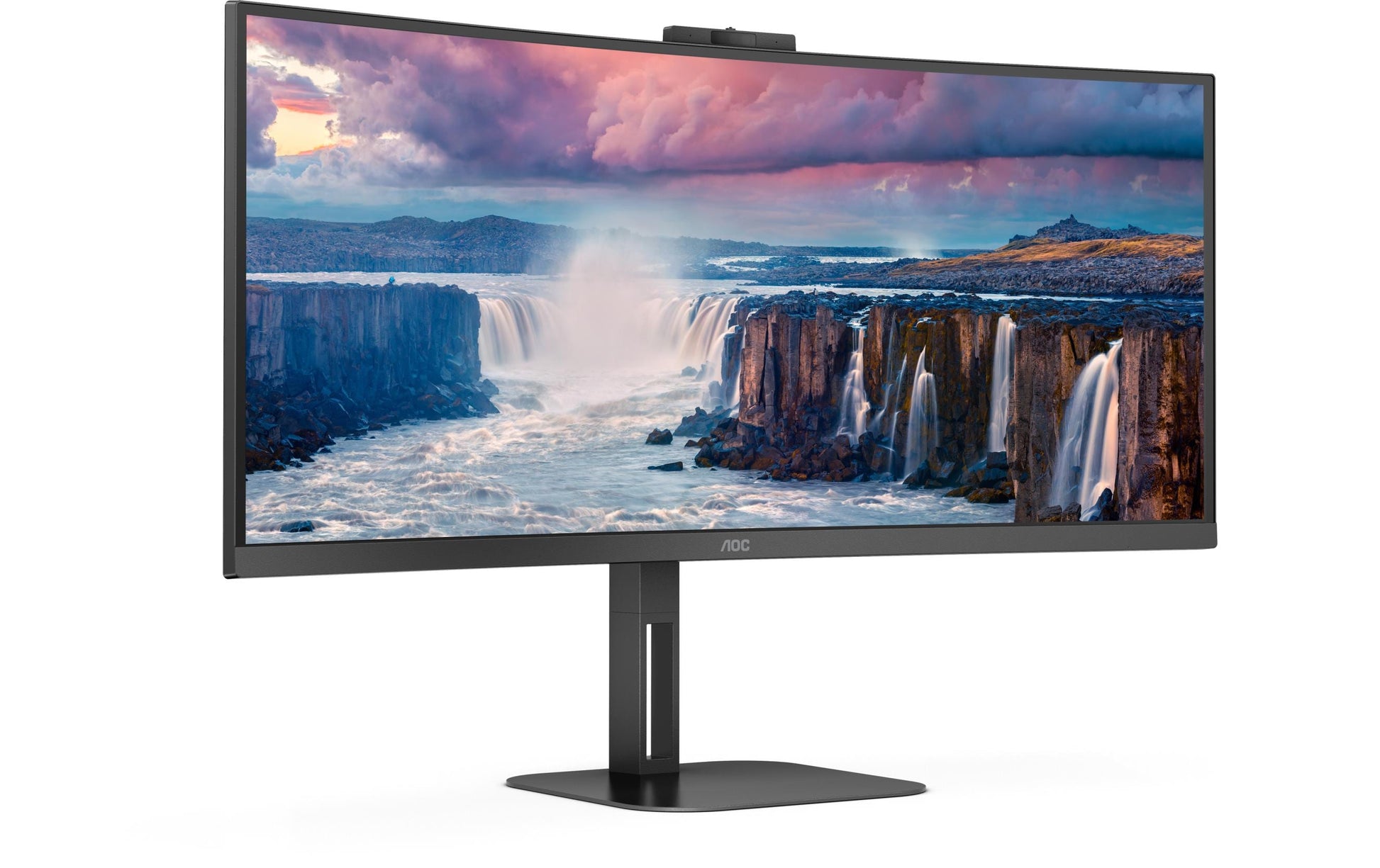 AOC CU34V5CW/BK – Monitor, 34", VA, 100 Hz, 300 cd/m², Webcam, USB-C, VESA 100 × 100, Schwarz