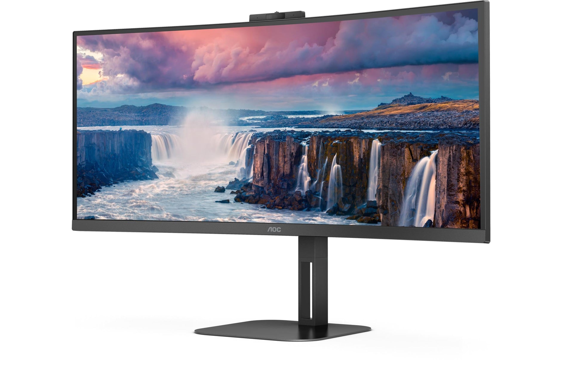 AOC CU34V5CW/BK – Monitor, 34", VA, 100 Hz, 300 cd/m², Webcam, USB-C, VESA 100 × 100, Schwarz