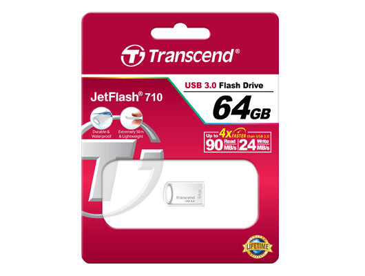 Transcend JetFlash 710 USB-Stick – 64 GB, USB 3.0, Silber