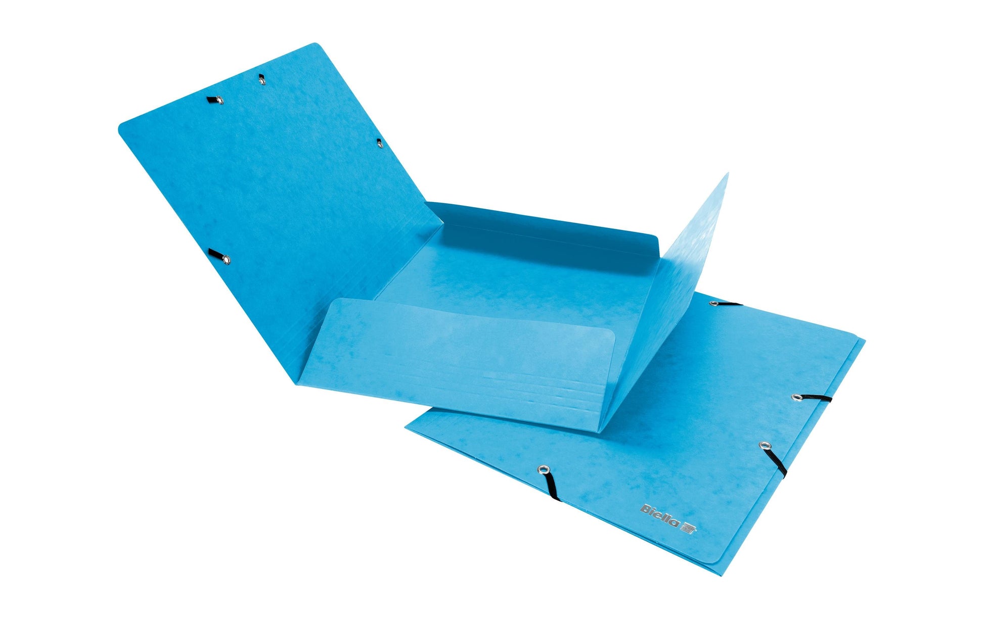Biella Gummibandmappe A4 – Karton, Hellblau, 3 Klappen, bis 200 Blatt