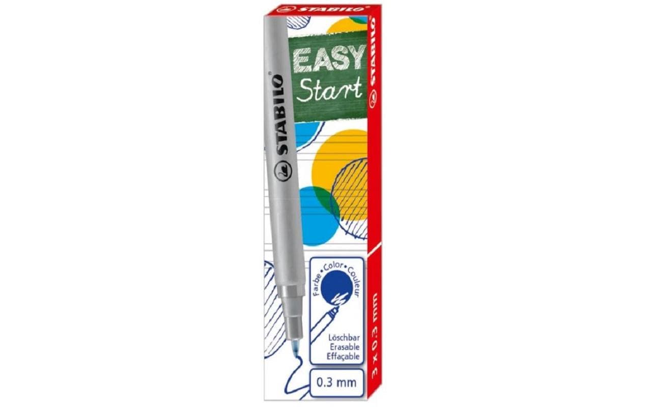 STABILO Tintenrollerpatronen EASYoriginal Start – Blau, 0,3 mm, geruchsarm, 3 Stk.