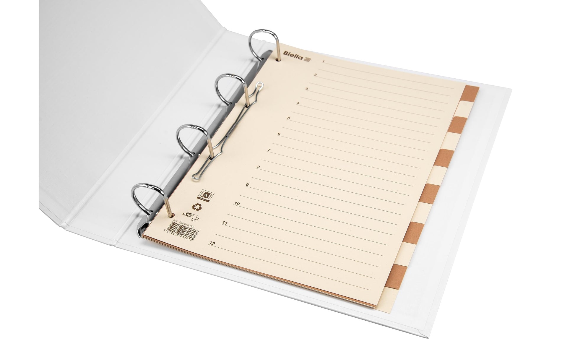 Biella Register – A4, 12-teilig, Karton, farbig, unbedruckt, mit Indexblatt, 4-fach gelocht