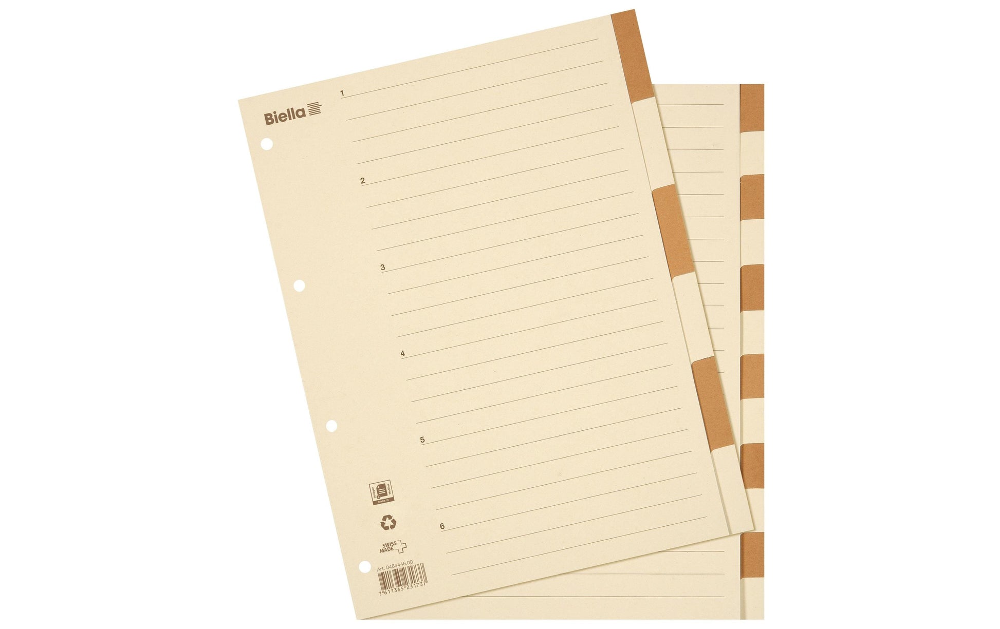 Biella Register – A4, 12-teilig, Karton, farbig, unbedruckt, mit Indexblatt, 4-fach gelocht