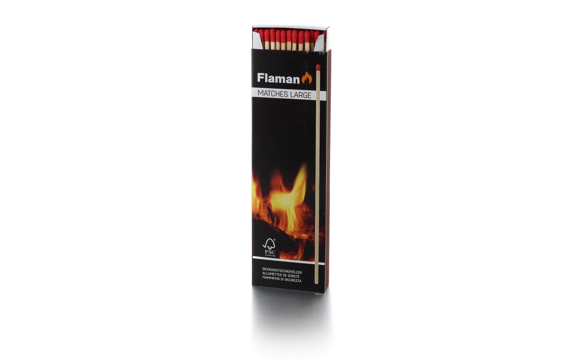 Flaman Streichhölzer 60 Stk., 28 cm, Espe (FSC), schwarz