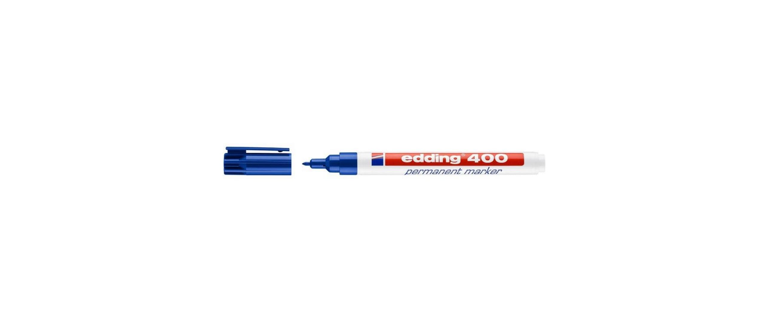Edding 400 Permanentmarker – Feine Spitze 1 mm – Blau – 3er-Set