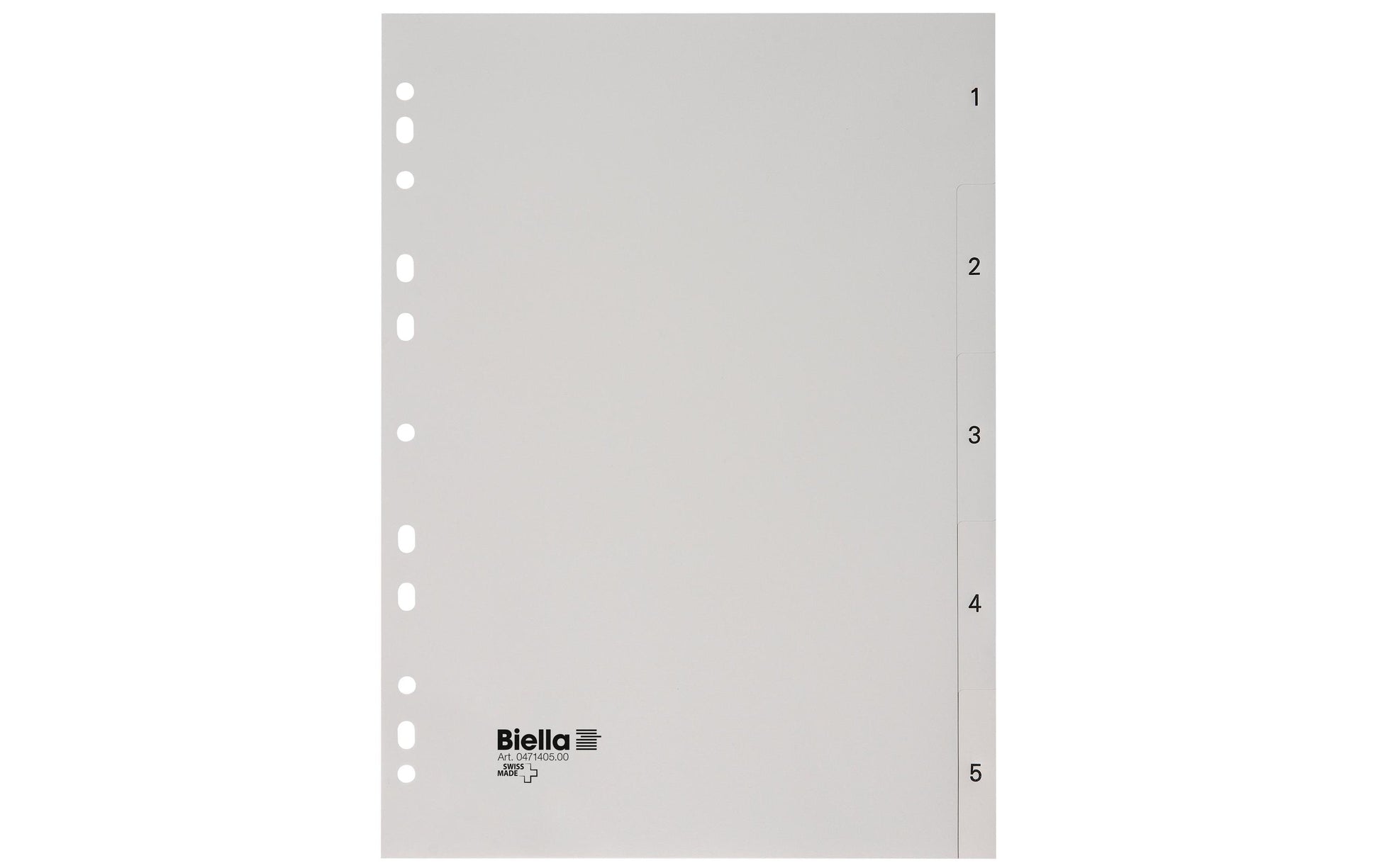 Biella Register – A4, 5-teilig, Kunststoff, grau, vorgedruckt, mit Indexblatt, 11-fach Lochung