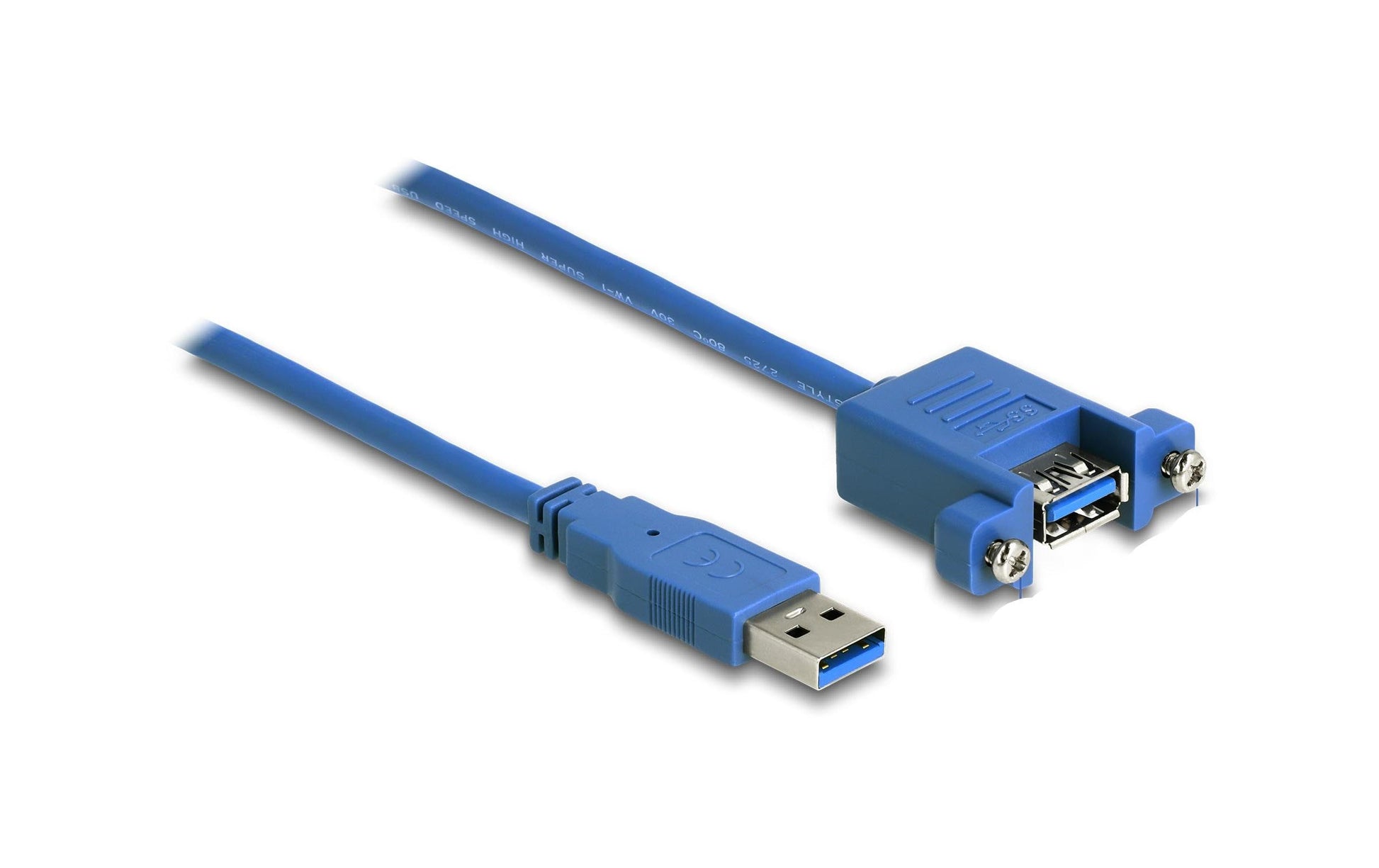DeLOCK USB-Adapter USB-A auf USB-A – USB 3.2 Gen 1 (5 Gbit/s) – 0,25 m – verschraubbar – Blau