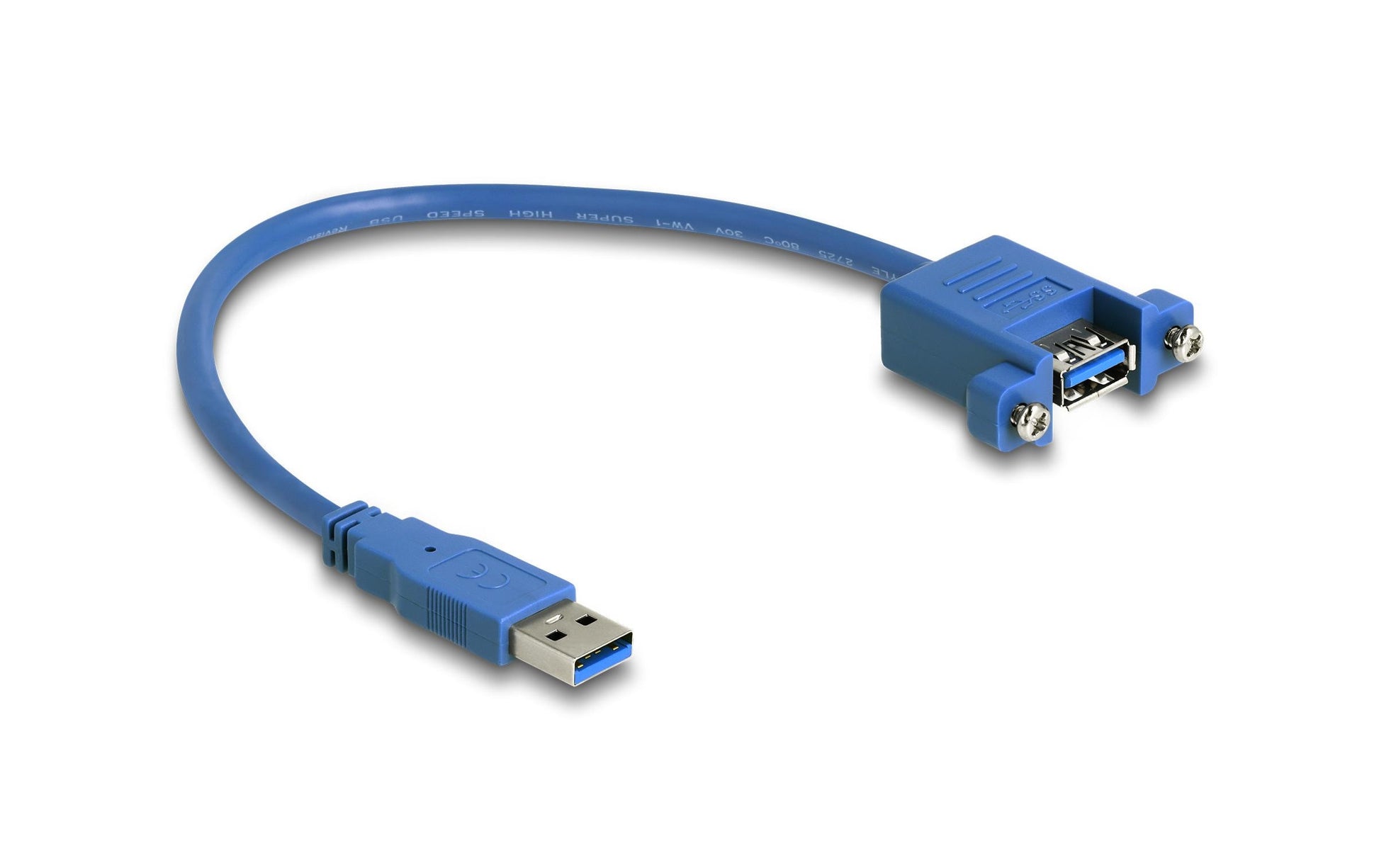 DeLOCK USB-Adapter USB-A auf USB-A – USB 3.2 Gen 1 (5 Gbit/s) – 0,25 m – verschraubbar – Blau