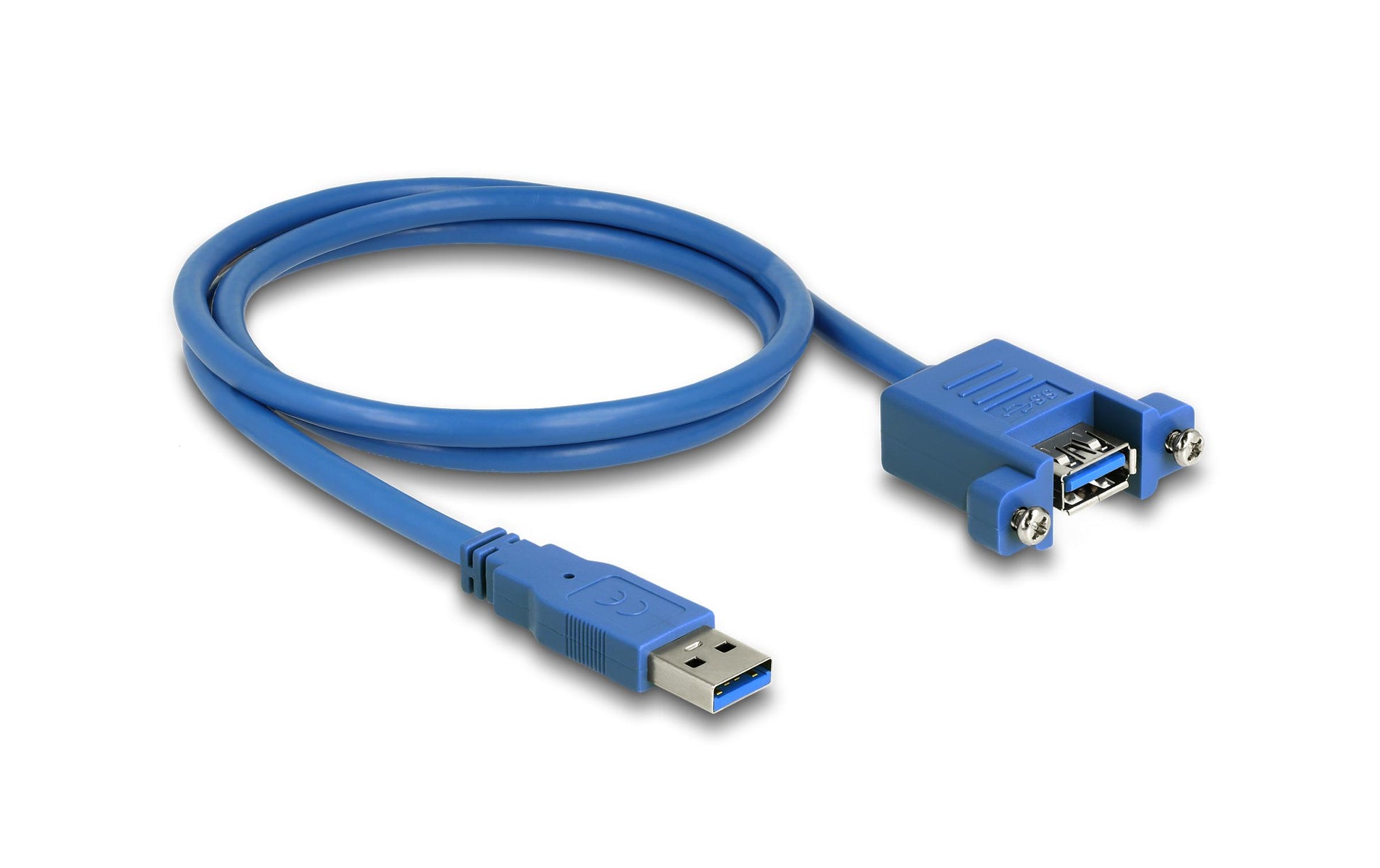 DeLOCK USB-A Verlängerungskabel (Stecker auf Buchse) – USB 3.2 Gen 1 (5 Gbit/s) – 1 m – Verschraubbar – Blau