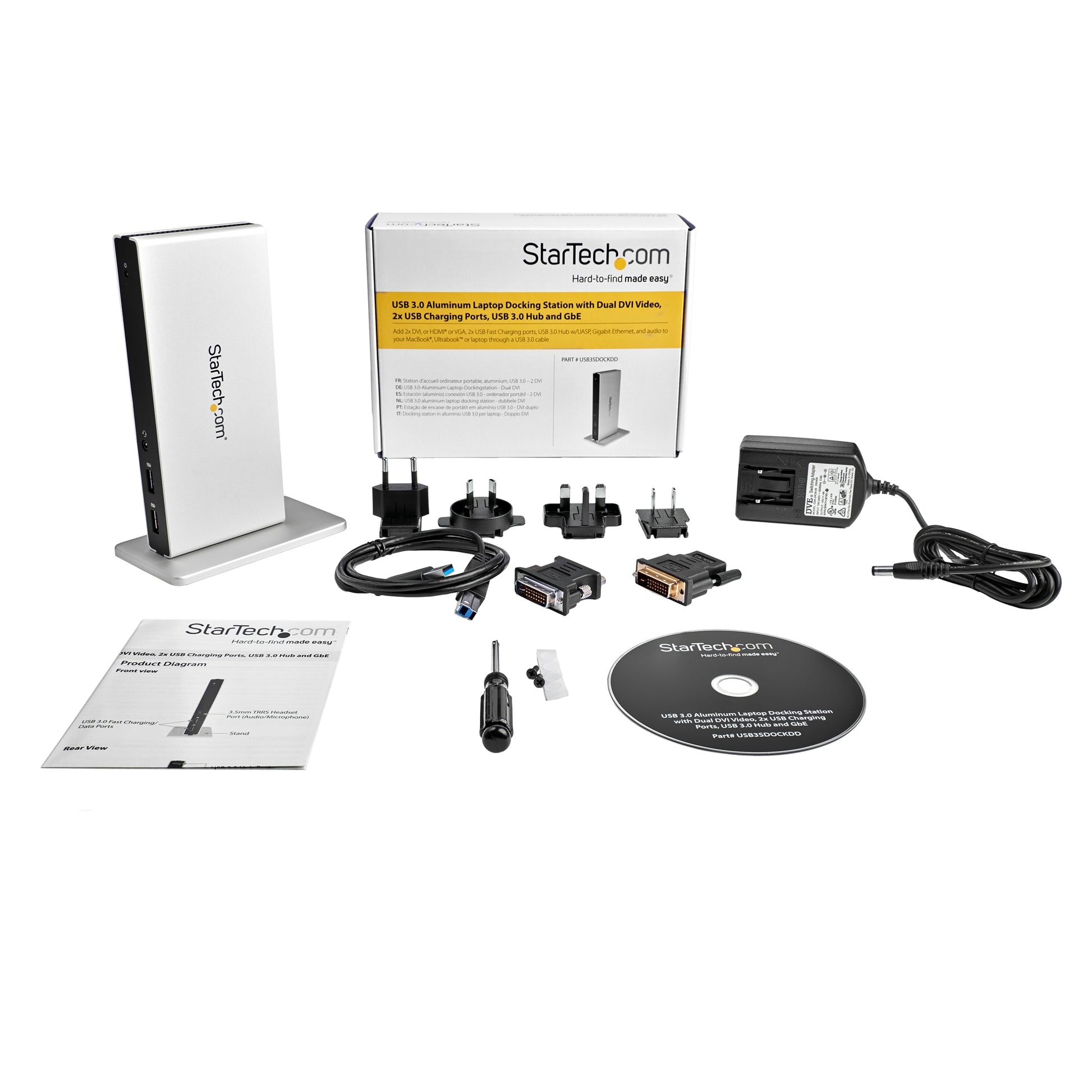 StarTech.com Dockingstation – USB-A, 2× DVI, 5× USB-A, GbE, 3,5 mm Audio, für Windows/Mac/ChromeOS