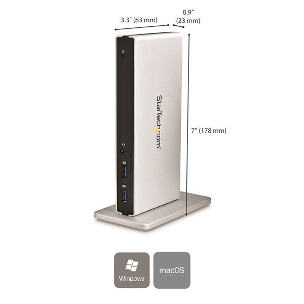 StarTech.com Dockingstation – USB-A, 2× DVI, 5× USB-A, GbE, 3,5 mm Audio, für Windows/Mac/ChromeOS