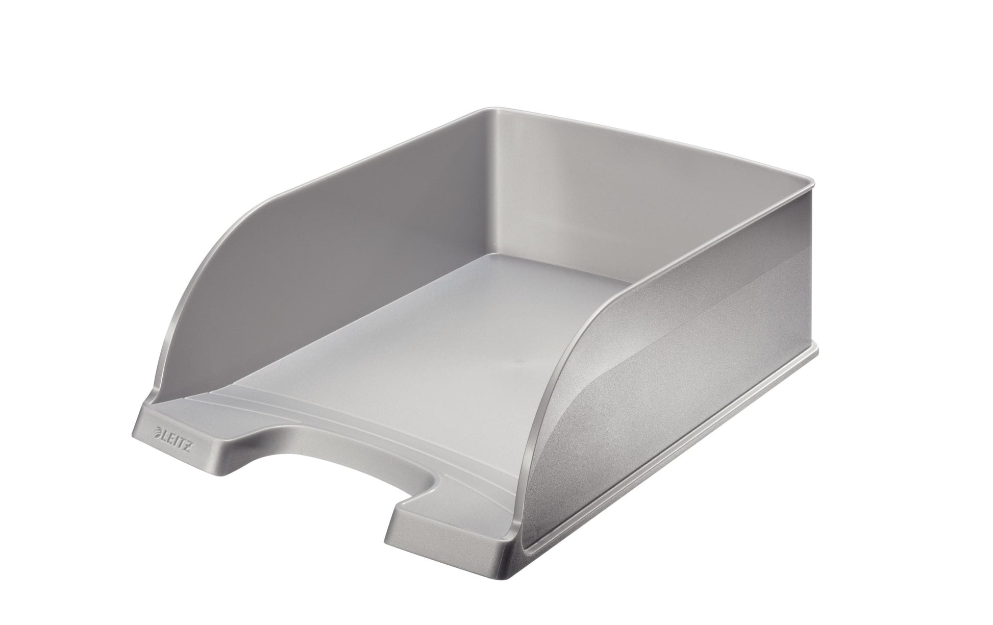 Leitz Briefkorb – mit Griffausschnitt, mit Beschriftungsfeld, matt, silber, B 255 × H 103 × T 357 mm