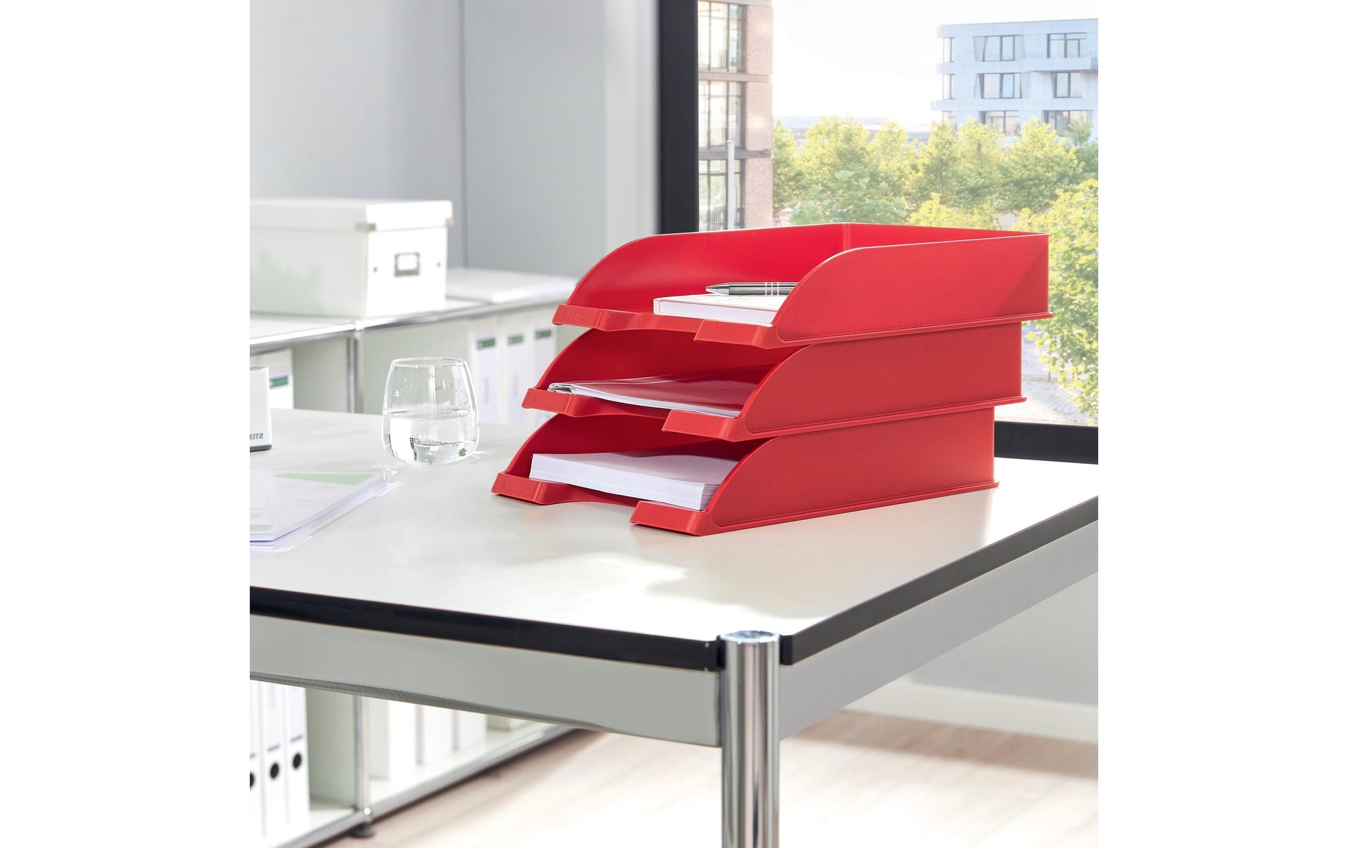 Leitz Plus – Briefkorb für A4, Polystyrol (PS), Rot, 255 × 70 × 357 mm
