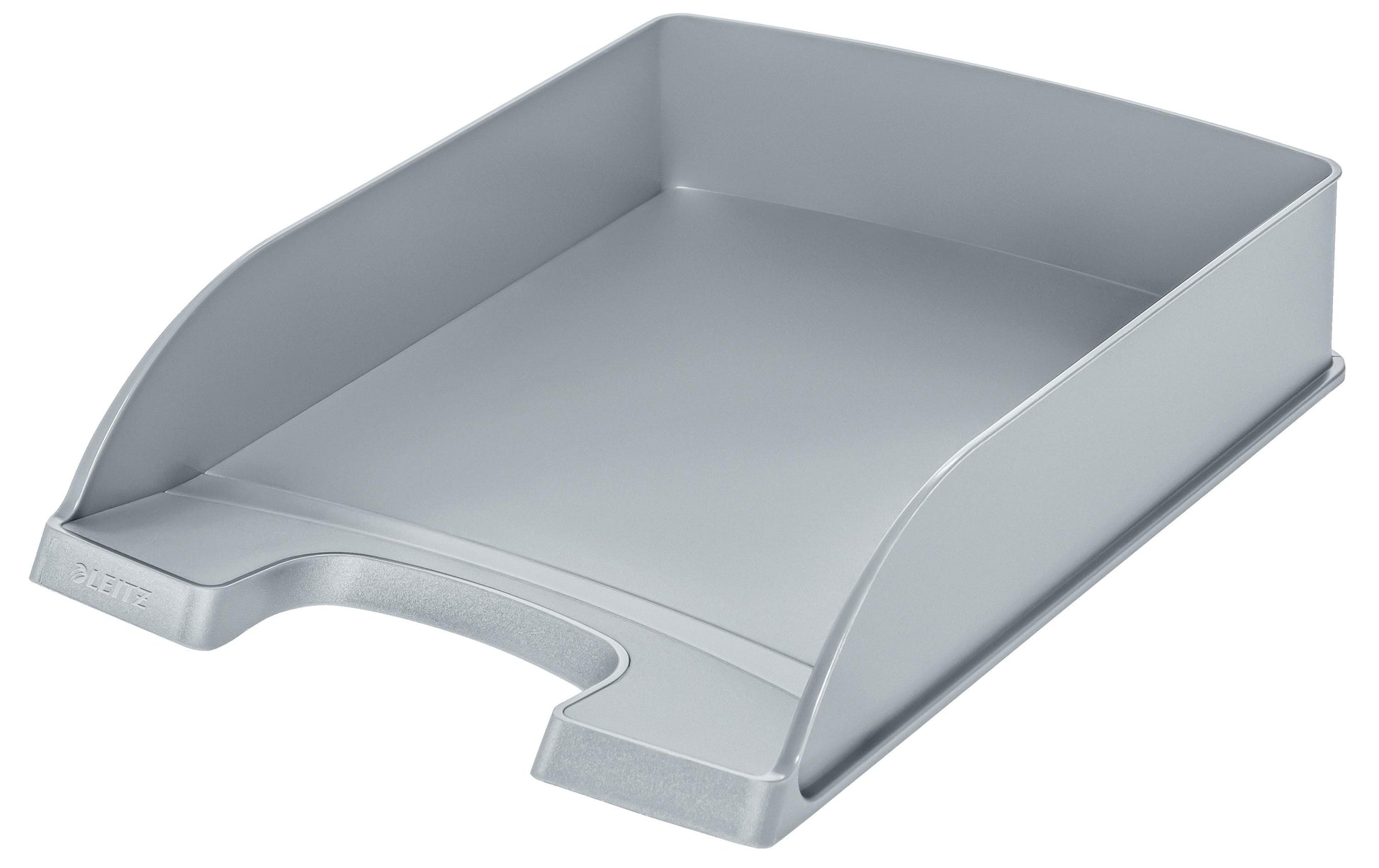 Leitz Briefkorb – mit Griffausschnitt, mit Beschriftungsfeld, matt, silber, B 255 × H 70 × T 357 mm