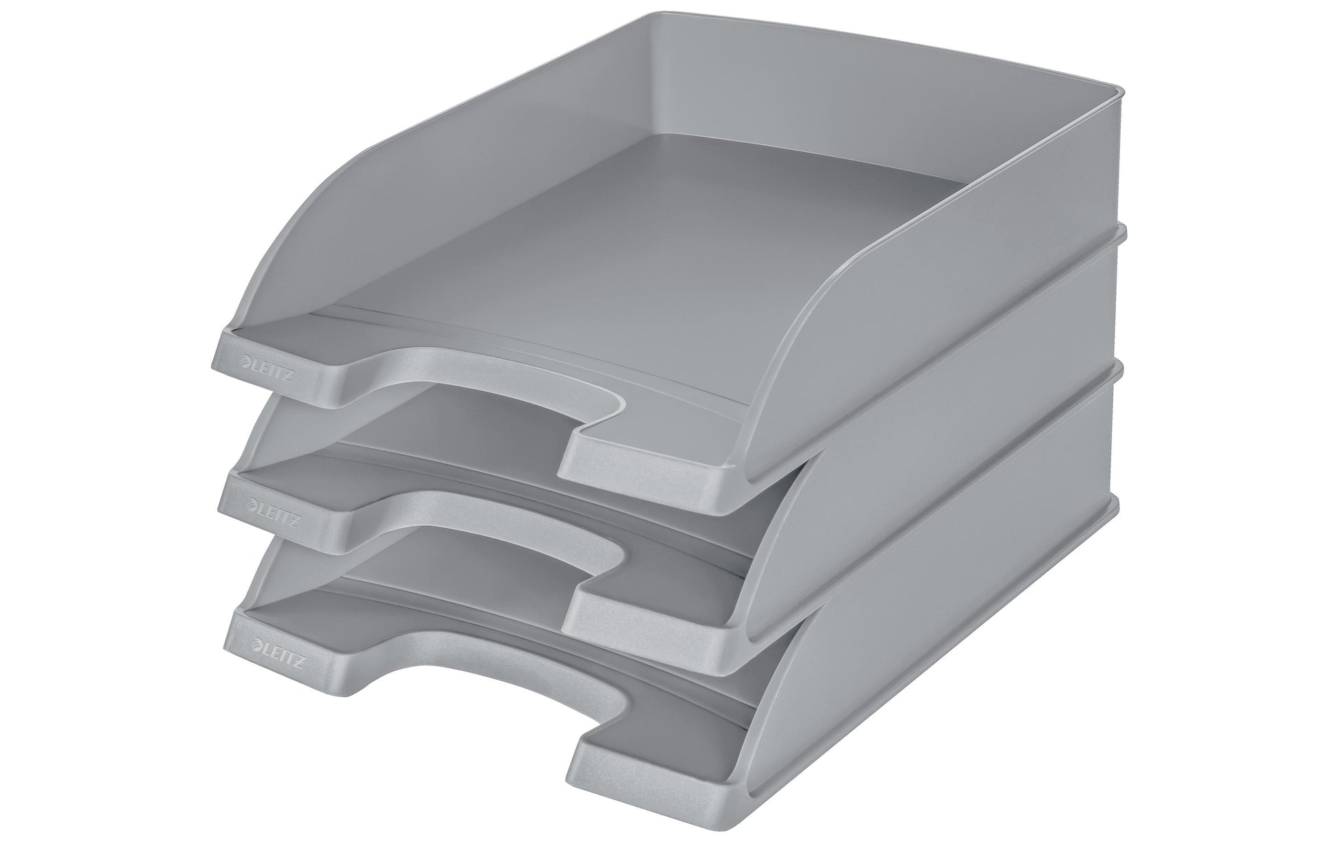 Leitz Briefkorb – mit Griffausschnitt, mit Beschriftungsfeld, matt, silber, B 255 × H 70 × T 357 mm