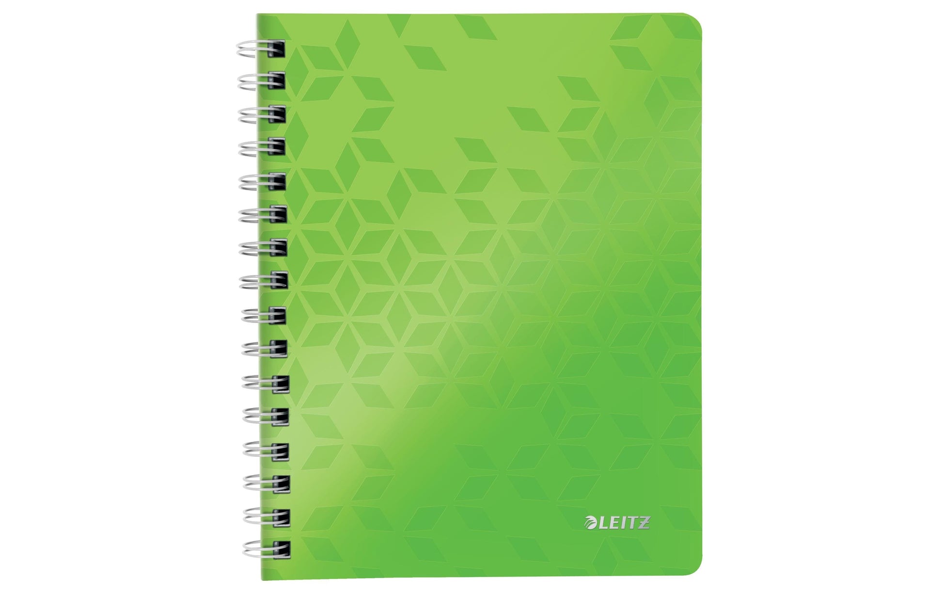 Leitz Collegeblock – A5 – 80 g/m² – Doppelspirale, mikroperforiert, Klarsichttasche, Stiftschlaufe, grün, FSC