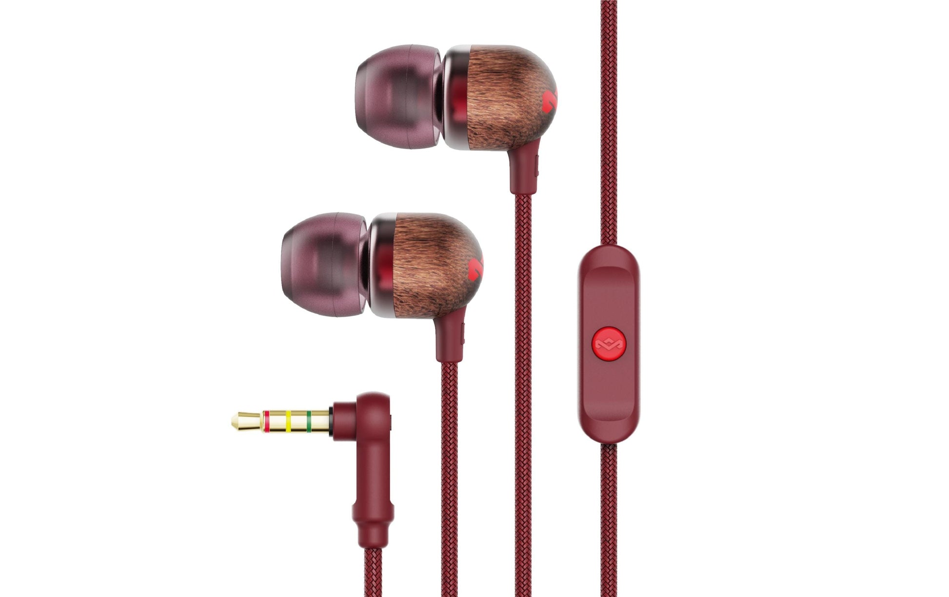 The House Of Marley House of Marley Smile Jamaica In-Ear Headset – Stereo, Kabel, 3,5 mm Klinke, Rot/Holz