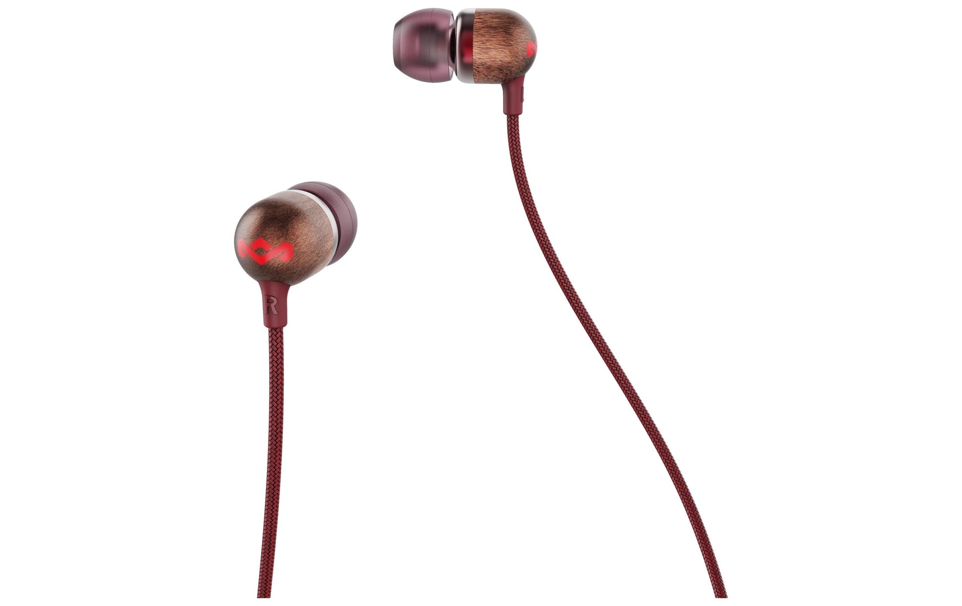The House Of Marley House of Marley Smile Jamaica In-Ear Headset – Stereo, Kabel, 3,5 mm Klinke, Rot/Holz