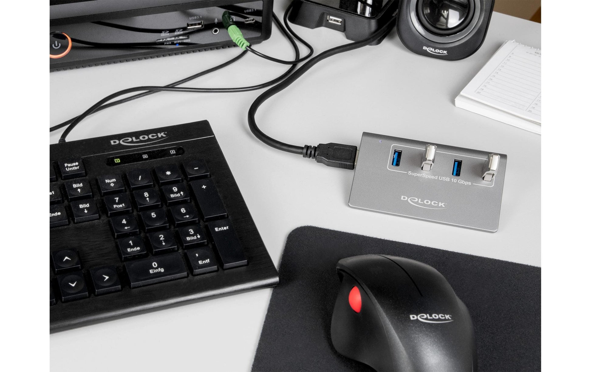 DeLOCK USB-Hub – 4× USB-A, 10 Gbit/s, für Windows/Mac/Linux
