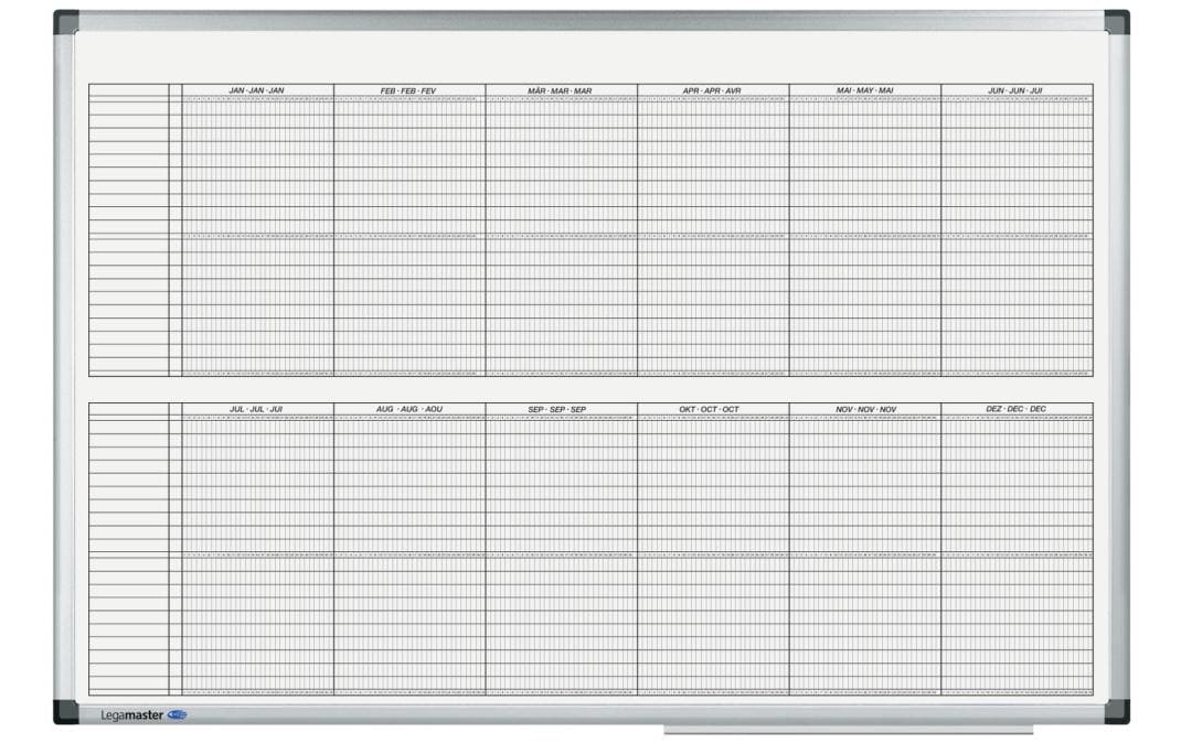 Legamaster Projektplaner, Stiftablage, Alurahmen, Wandmontage – 90 × 60 cm, Weiss