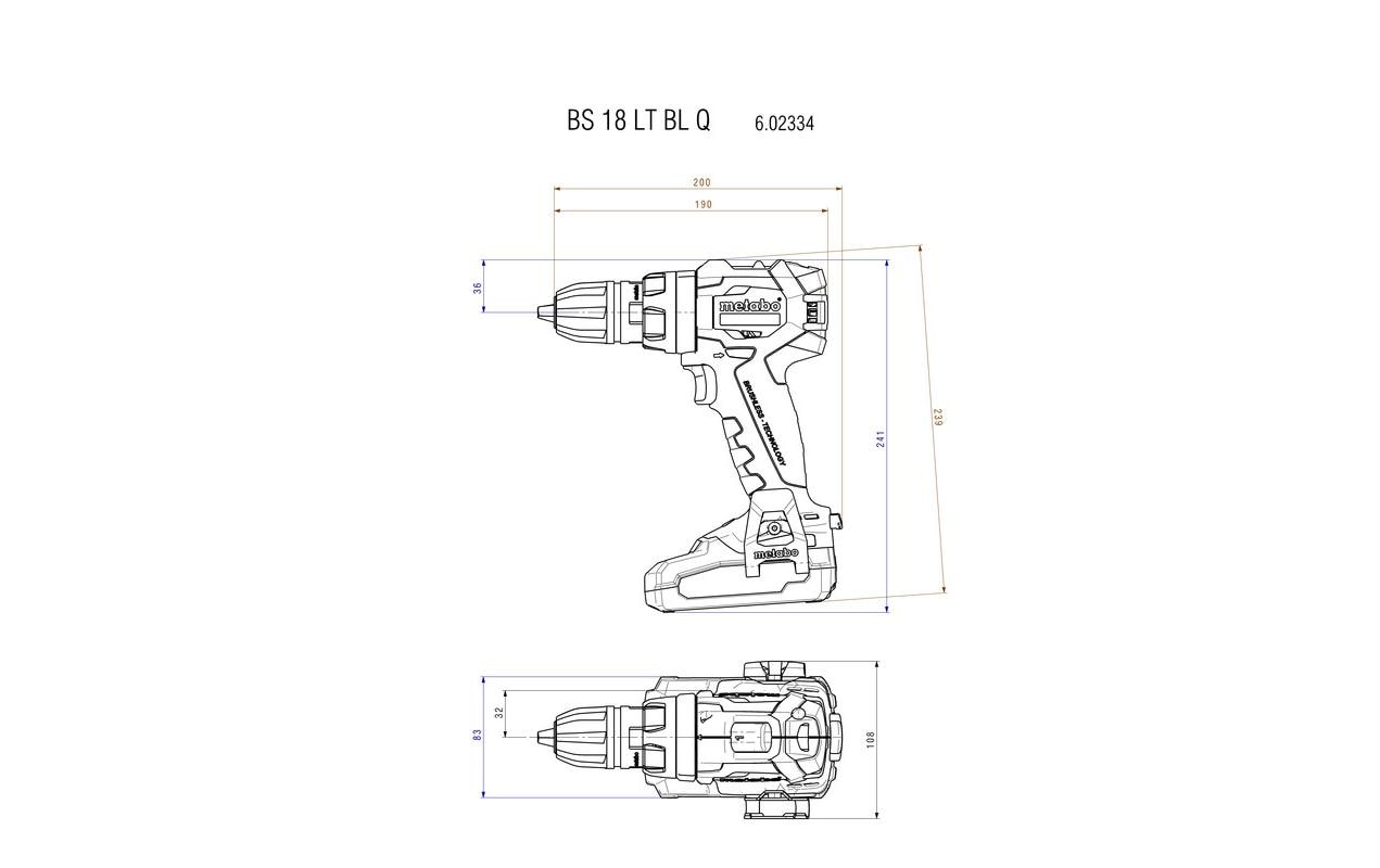 Metabo Akku-Bohrschrauber BS 18 LT BL Q – 18 V – Schnellspannbohrfutter (Ø 13 mm) – 75 Nm – 2×4,0 Ah & Ladegerät