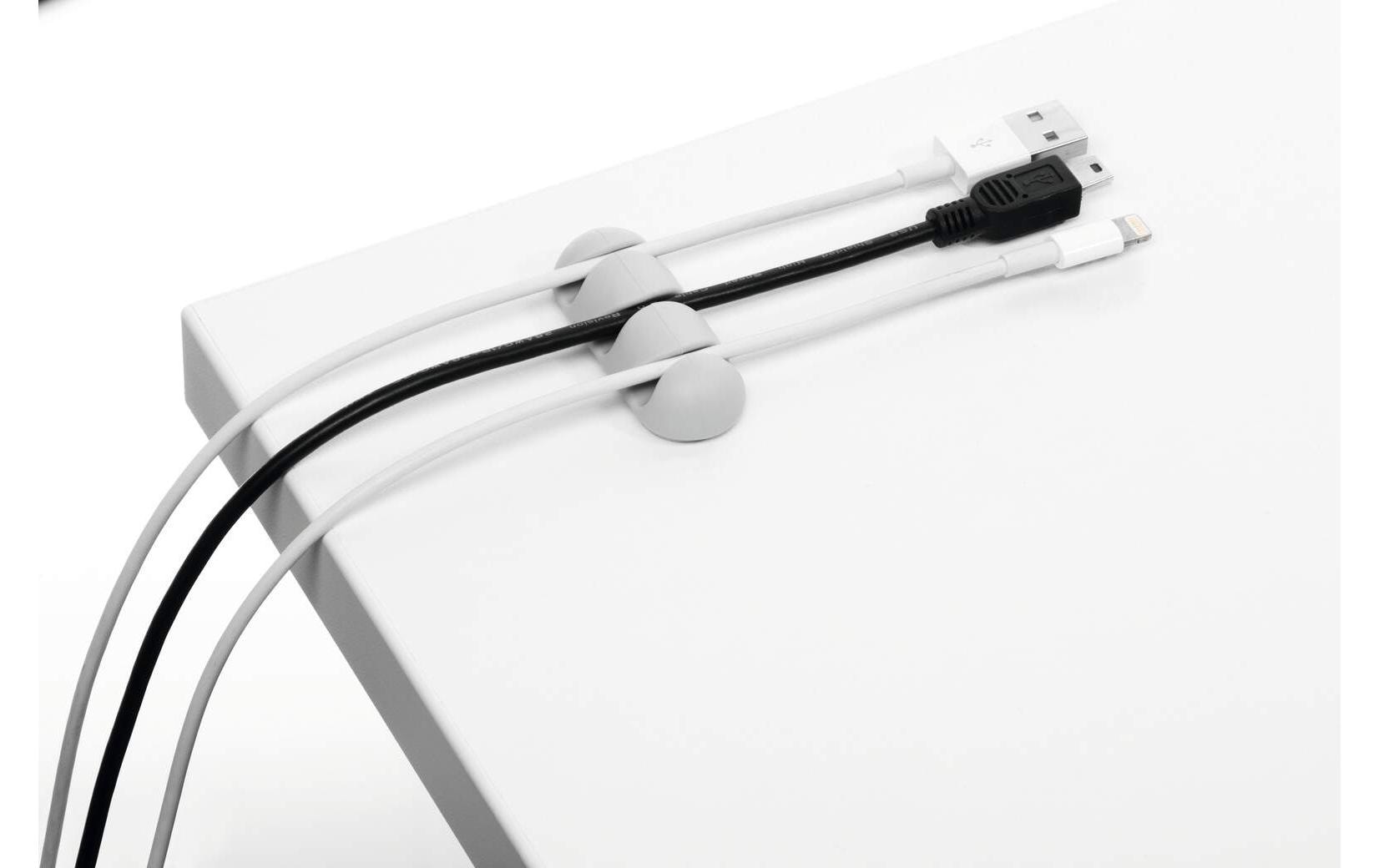 Durable Cavoline Kabel-Clip – Kunststoff, Grau, Selbstklebend, für Telefon- und USB-Kabel bis Ø 5 mm