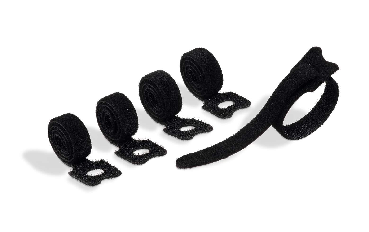 Durable Klett-Kabelbinder – 1 mm × 0,20 m, Kunststoff, Schwarz, mit Schlaufe, wiederverwendbar, 5er-Pack