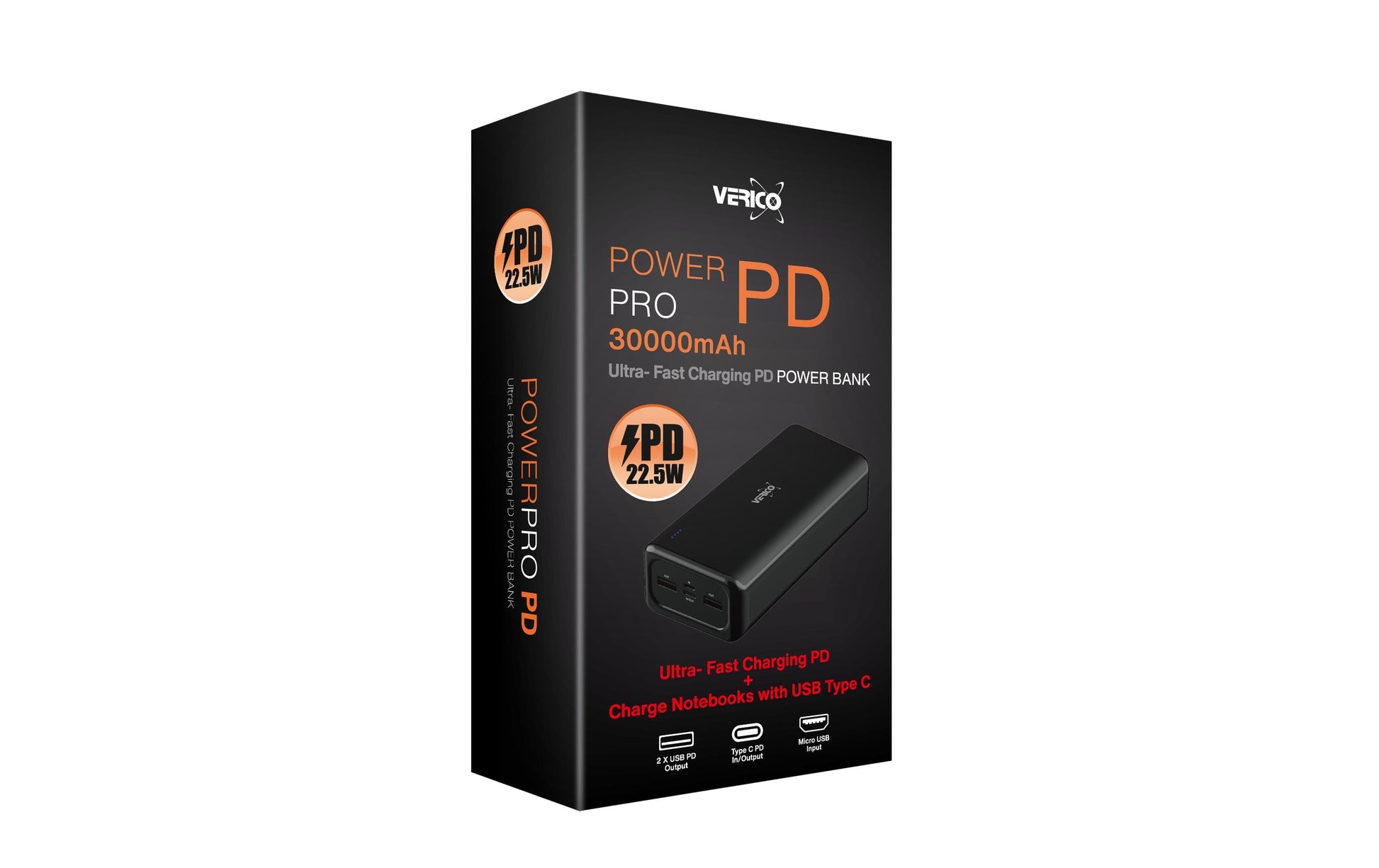 Verico Powerbank 30'000 mAh – 22,5 W PD, schwarz