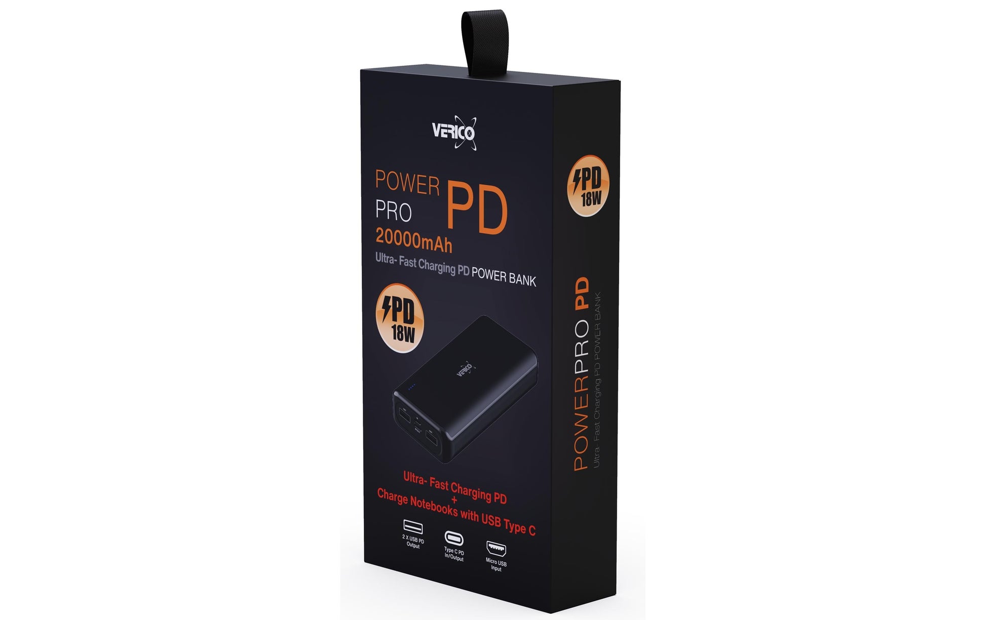 Verico Powerbank 20'000 mAh – 18 W PD, schwarz