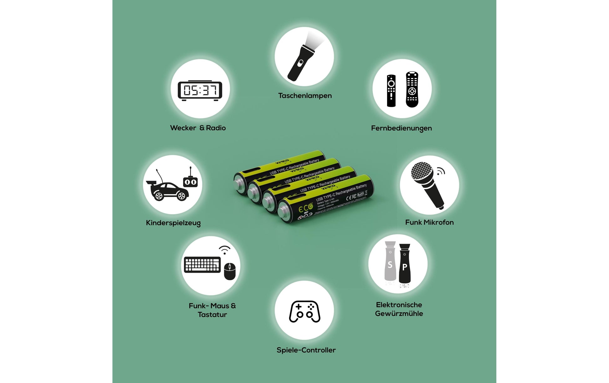 Verico AAA Akkus, Li-Ion, 600 mAh, 1,5 V – 4 Stk.