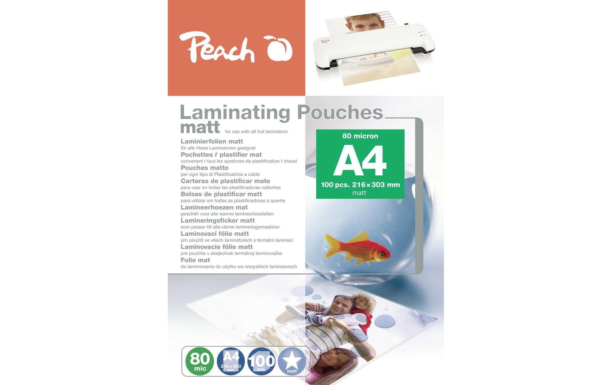 Peach Laminierfolien A4 – 80 µm, matt, 100 Stück