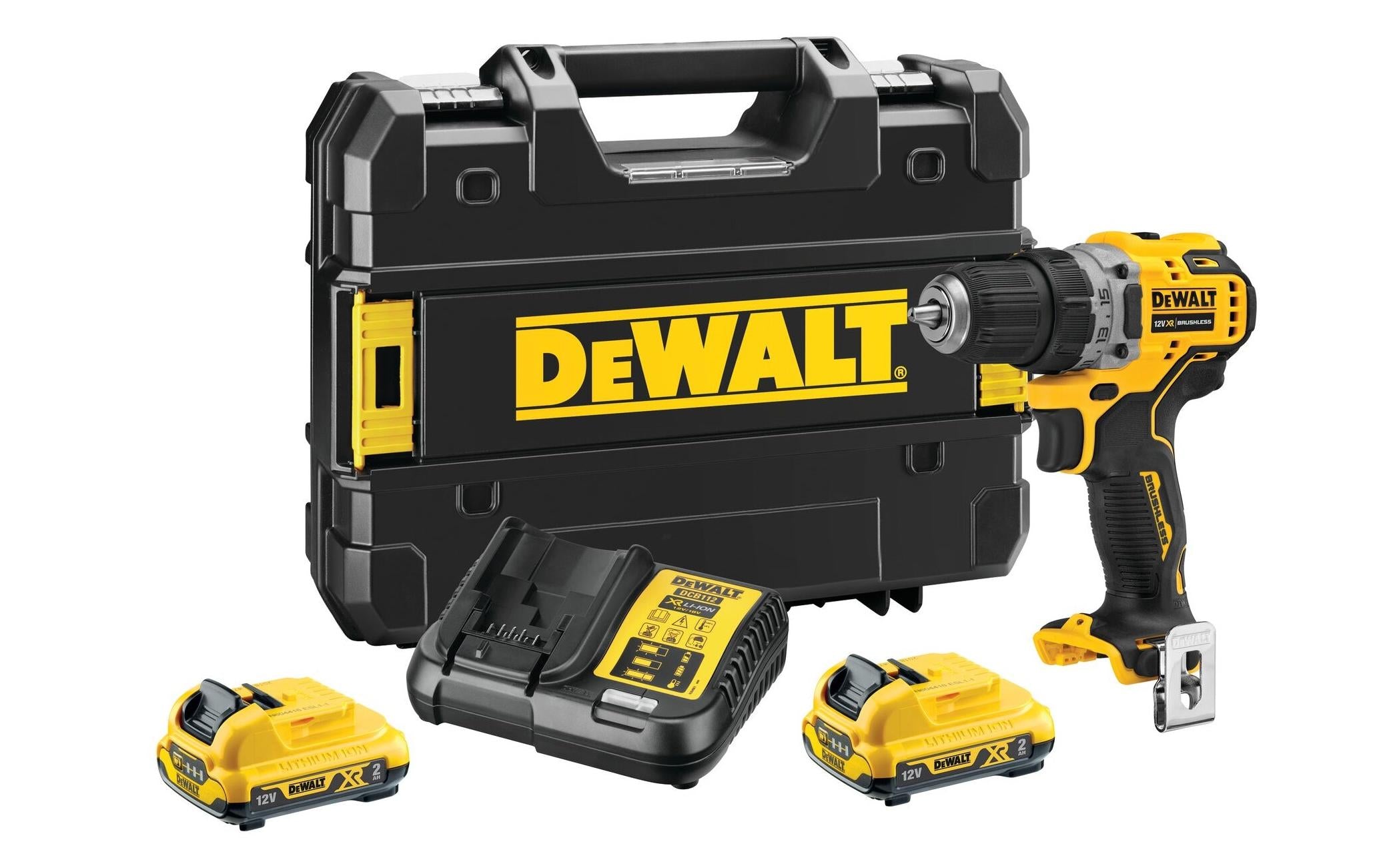 DeWalt Akku-Bohrschrauber DCD701D2-QW – 12 V (XR) – Schnellspannbohrfutter – 2×2,0 Ah & Ladegerät – Koffer