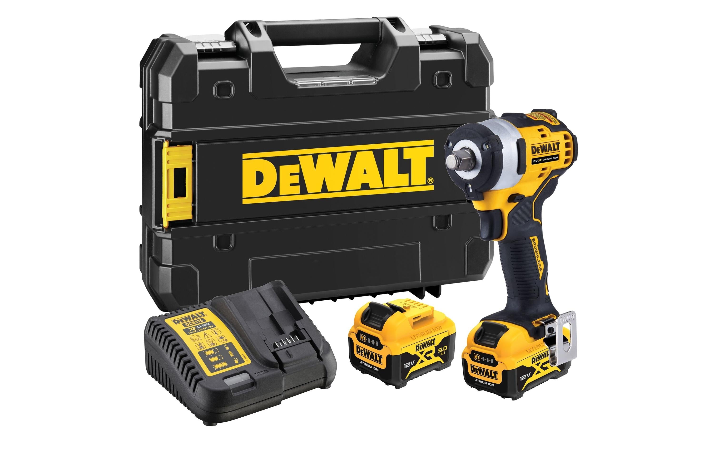 DeWalt Schlagschrauber DCF901P2-QW – 12 V (XR) – 1/2" – 340 Nm – 2×5,0 Ah & Ladegerät – Koffer