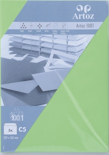 Artoz Couvert C5, ohne Fenster, hellgrün, 100 g/m² – Artoz – 5 Stk.