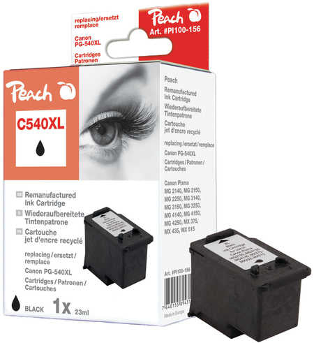 Peach PG-540XL Schwarz Tintenpatrone (Kompatibel) – 680 Seiten – für Canon Pixma MG2140/3150, MX455 …