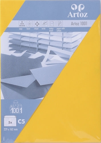 Artoz Couvert C5, ohne Fenster, gelb, 100 g/m² – Artoz – 5 Stk.