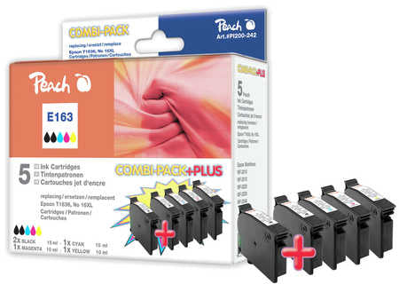 Peach Tintenpatronen-Multipack PluT1631-T1634, CMYK, 2×15 ml, kompatibel – für Epson WorkForce WF-2660